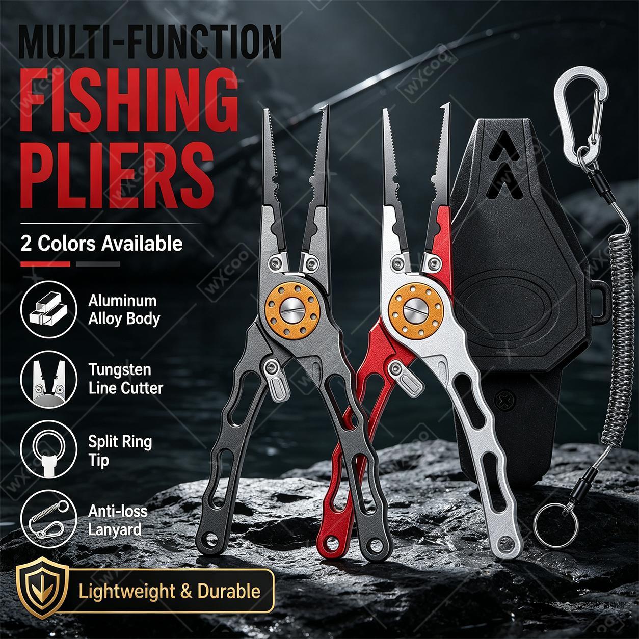 Fishing Hook Remover - Multifunktions-Angelzange aus Aluminiumlegierung mit Hakenentferner, Geflechtschneider,